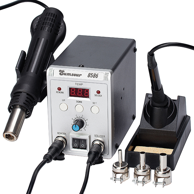 Smd Rework Station Hot Air Soldering 2 In 1 - デジタルディスプレイ付きはんだ付けステーション,熱風銃,はんだごて,はんだ修理ツール,esd,220v,110v,700w,2 in 1, 8586