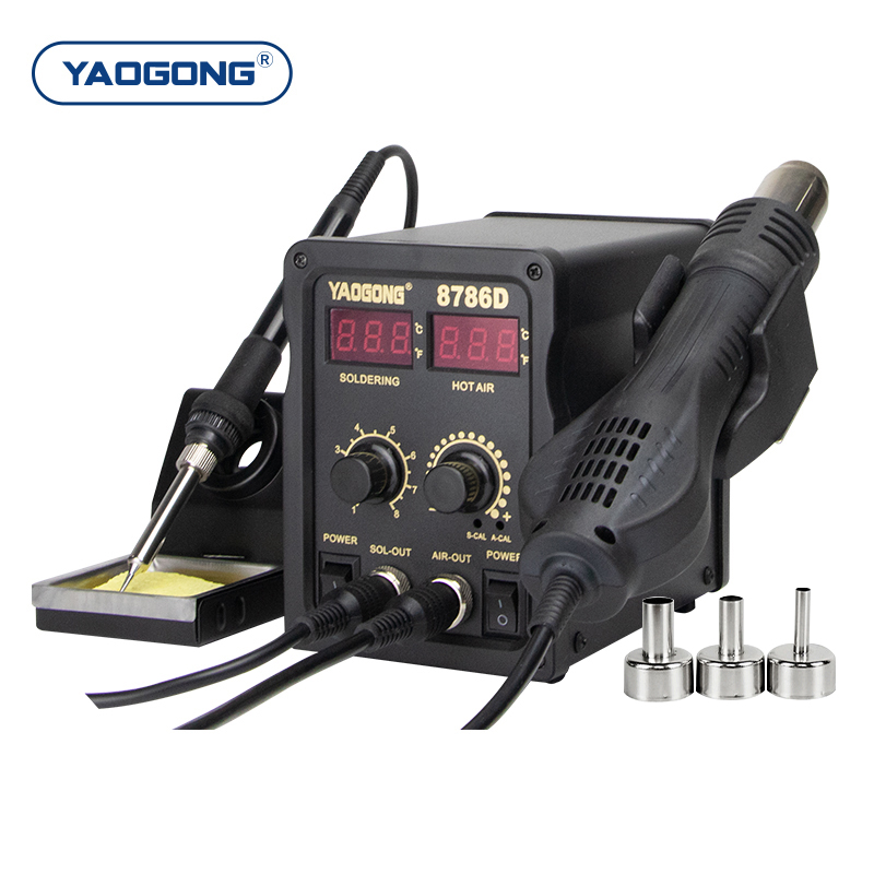 YAOGONG 8786D 2 in 1 デジタルはんだ付け - Smd Rework Station Hot Air Soldering 2 In 1 のレビューと価格
