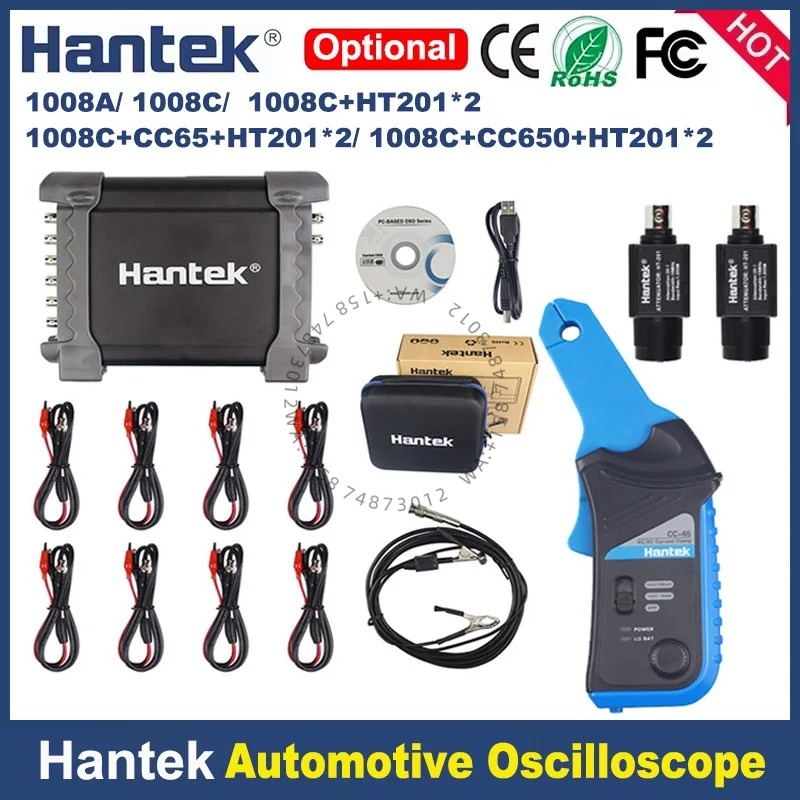 Hantek 1008c 車両診断機器 +HT201 HT2 - Automotive Diagnostic Oscilloscope 8 Channel のレビューと価格
